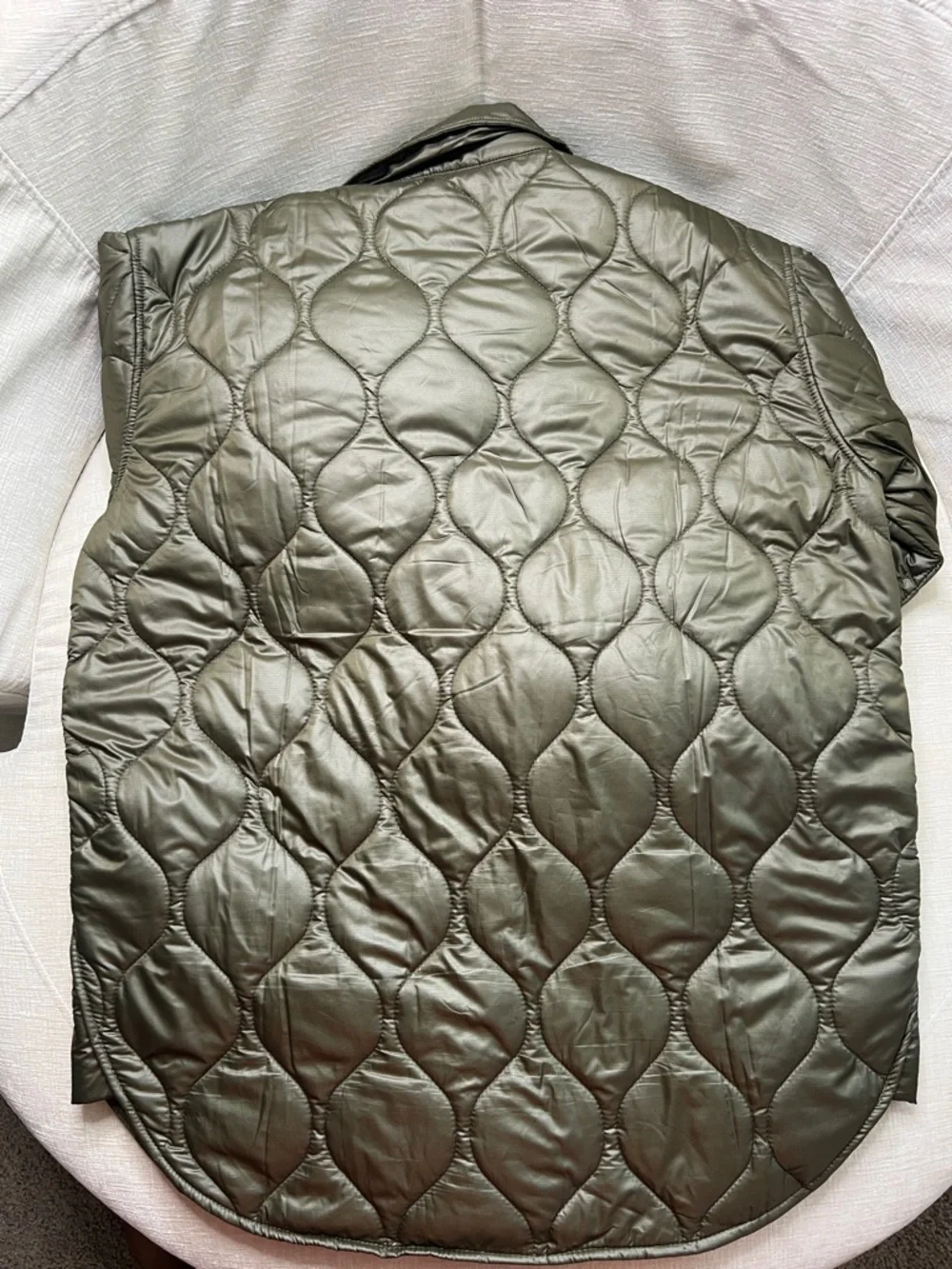 Mango Quilted Olive Green Snap-Front Jacket